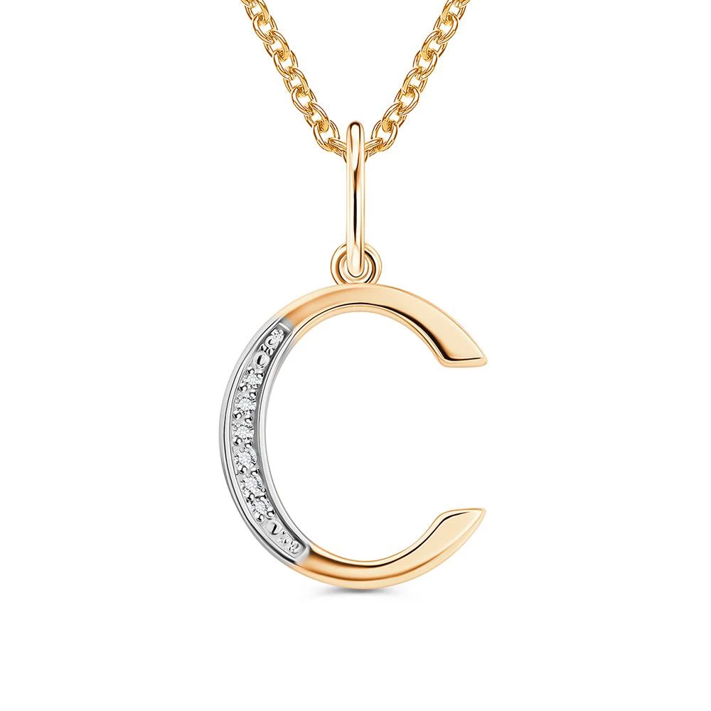 Подвес  Буква С с фианитами из красного золота 375 пробы 2