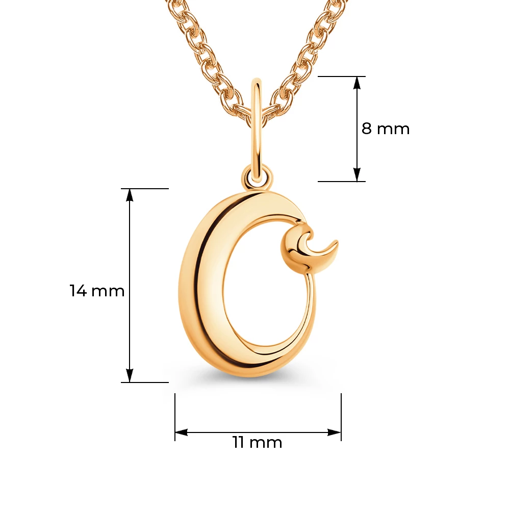 Подвес  Буква О из красного золота 375 пробы 3