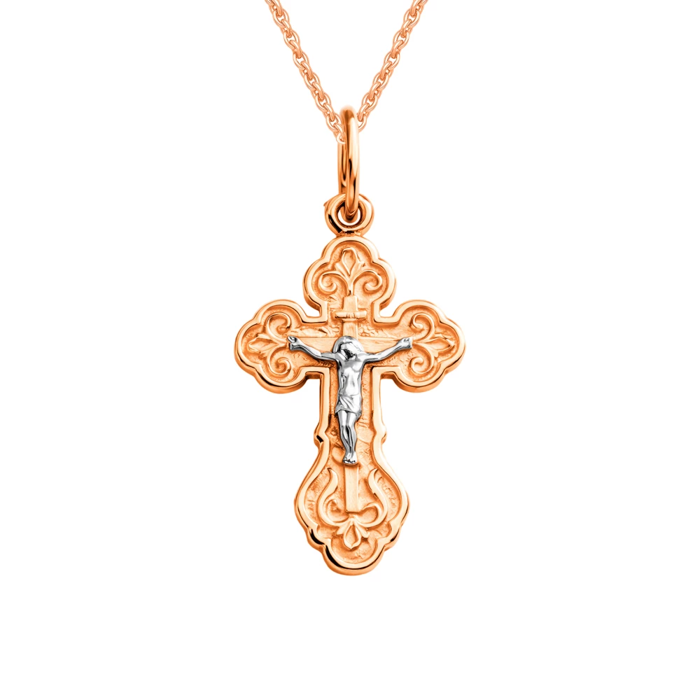 Крестик из красного золота 375 пробы