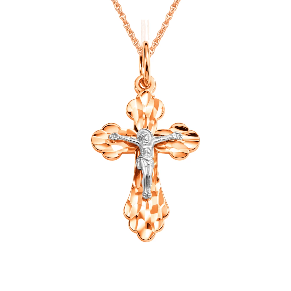 Крестик из красного золота 375 пробы