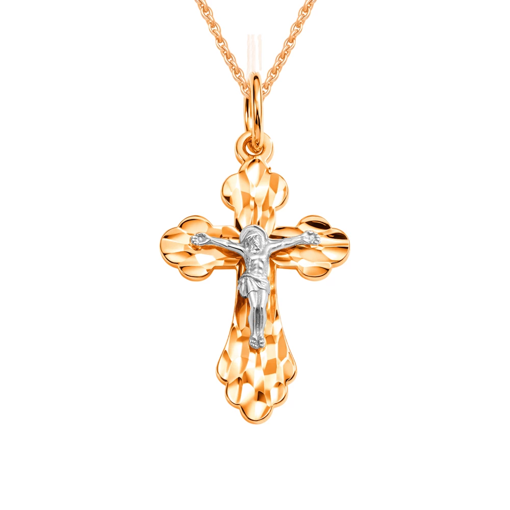 Крестик из красного золота 375 пробы