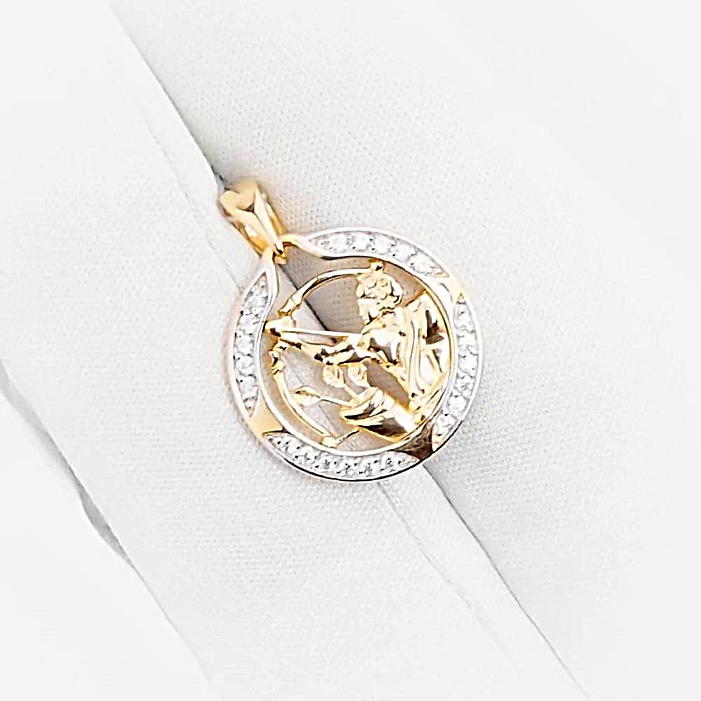 Подвес Стрелец с фианитами из красного золота 585 пробы