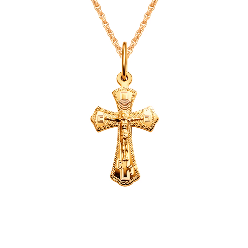 Крестик из красного золота 585 пробы