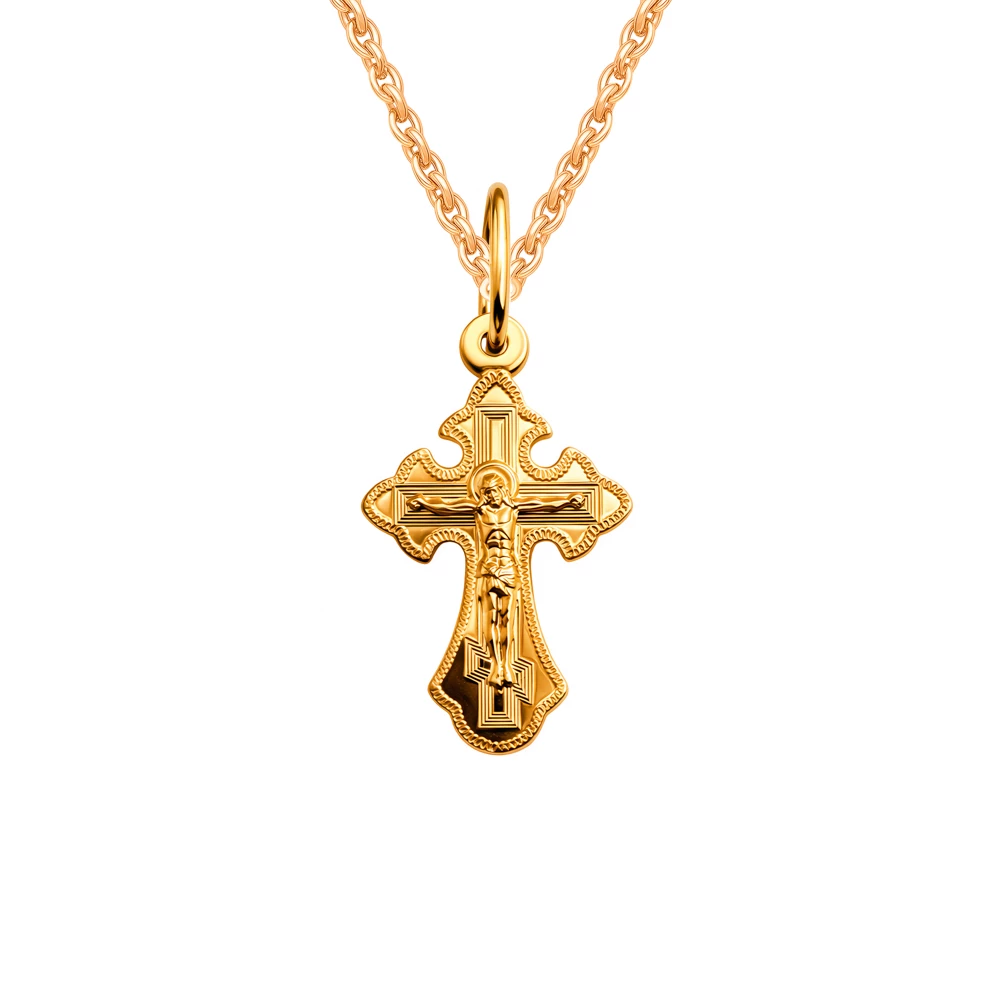 Крестик из красного золота 585 пробы