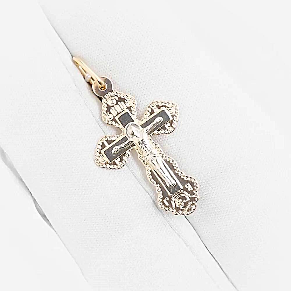 Крестик из комбинированного золота 585 пробы