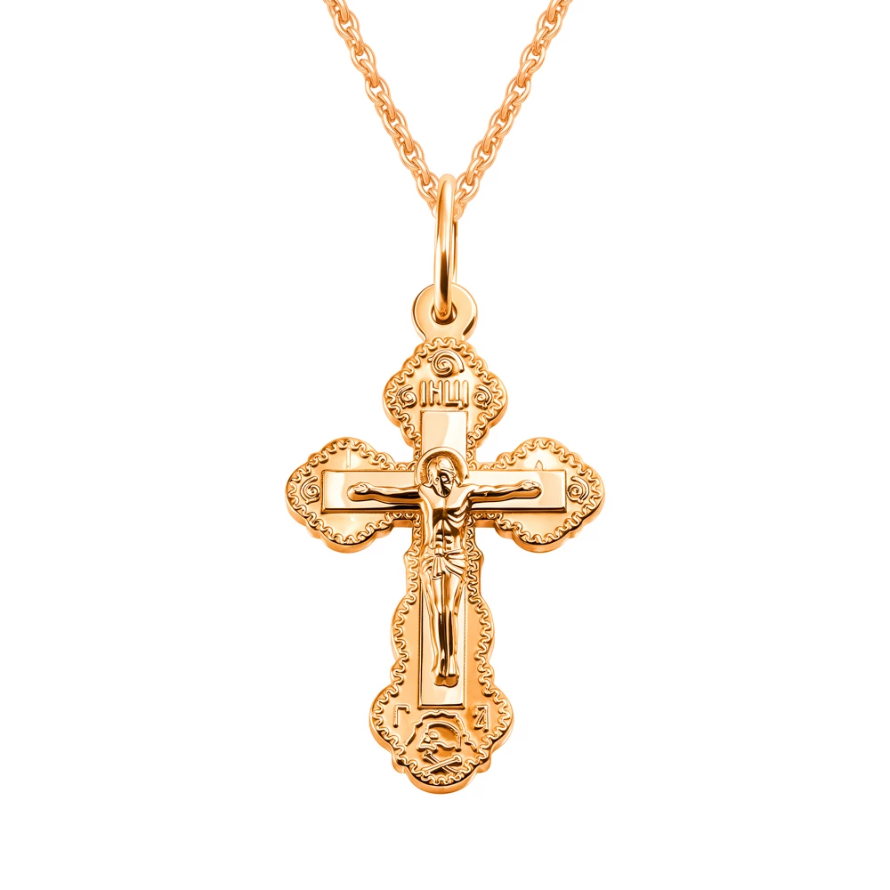 Крестик из комбинированного золота 585 пробы