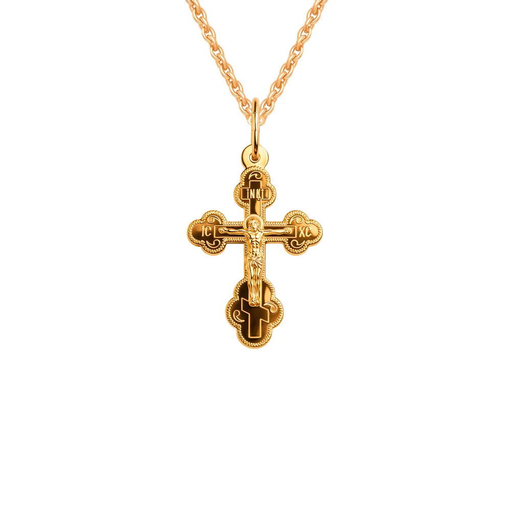 Крестик из красного золота 585 пробы