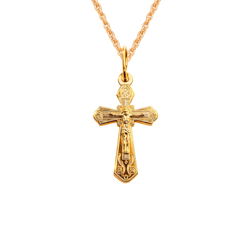 Крестик из комбинированного золота 585 пробы
