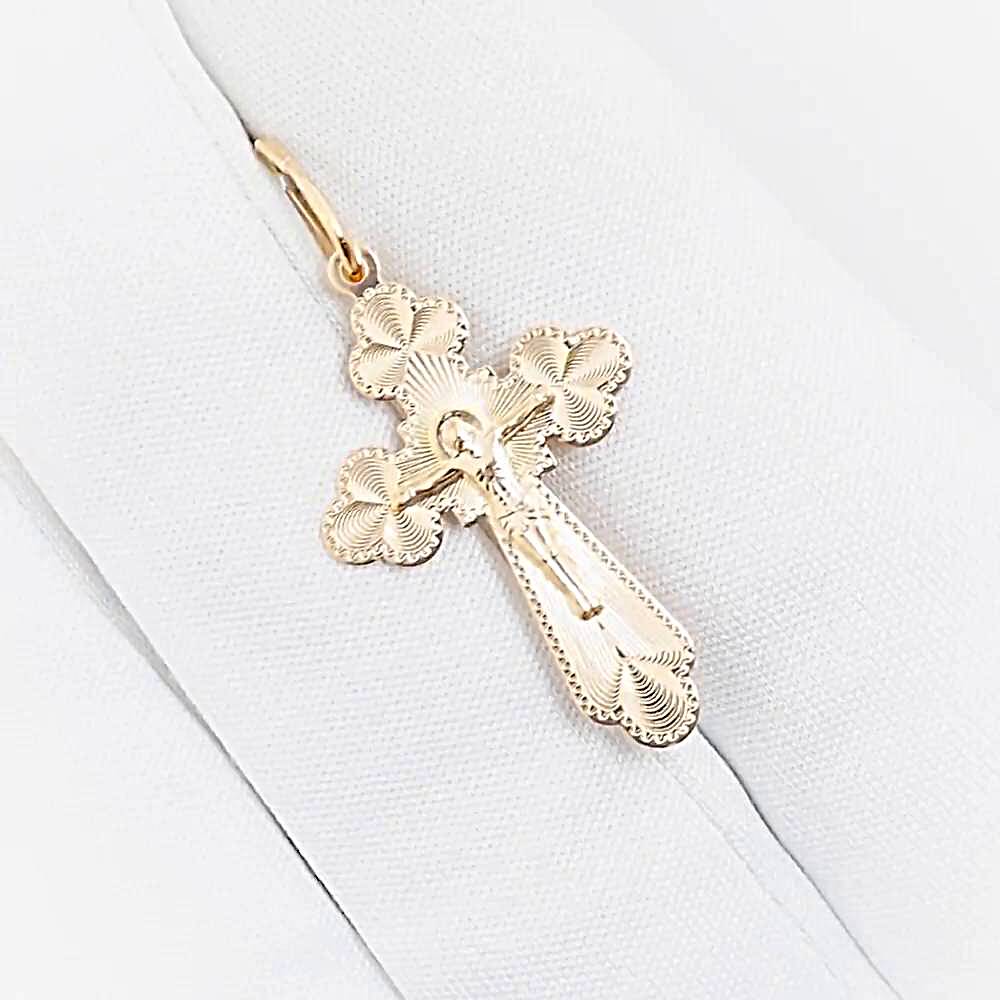 Крестик из красного золота 585 пробы Крестик из красного золота 585 пробы