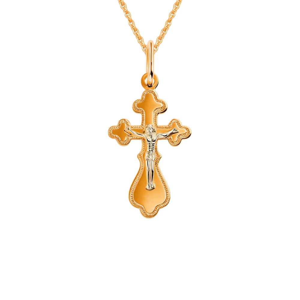 Крестик из красного золота 585 пробы 2