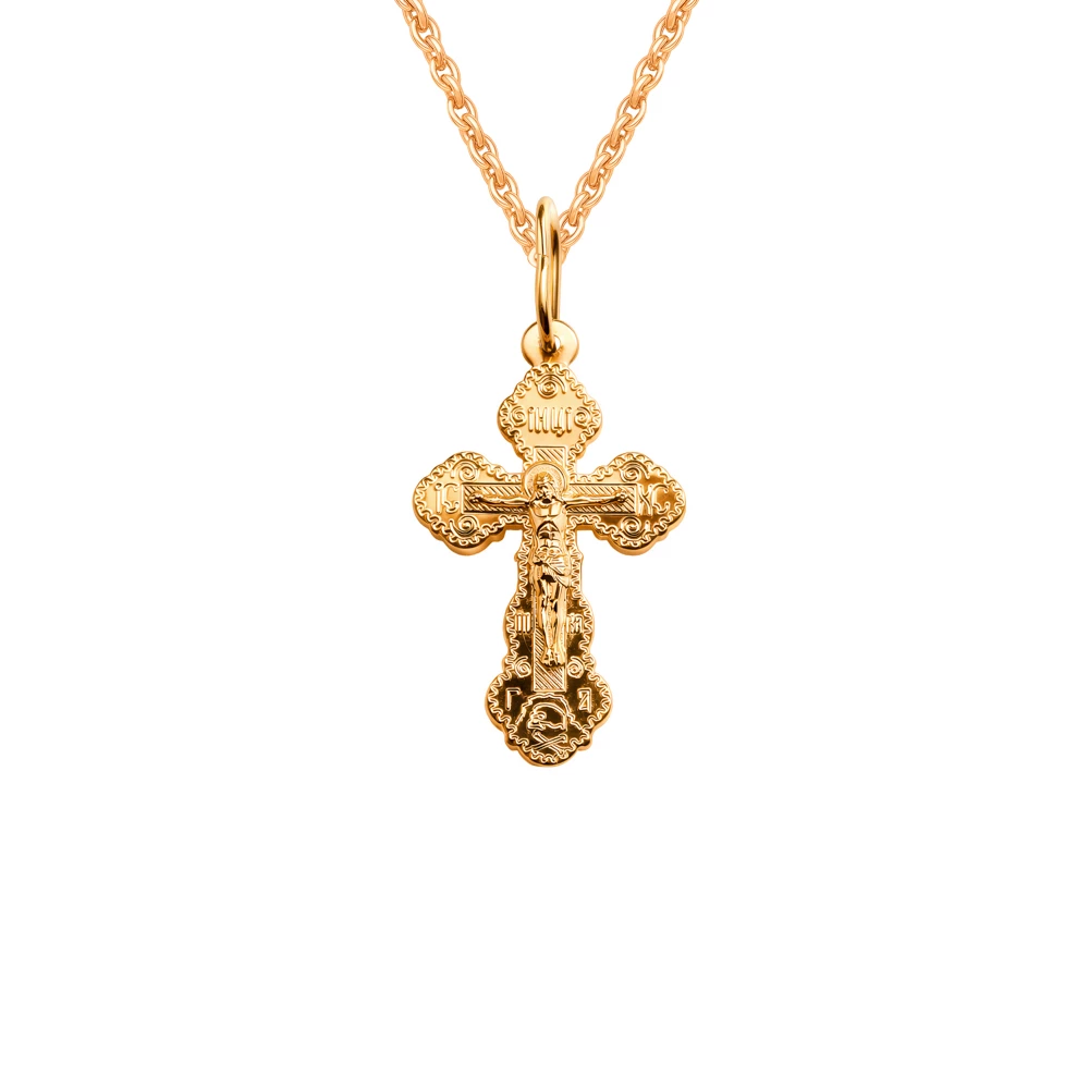 Крестик из красного золота 585 пробы