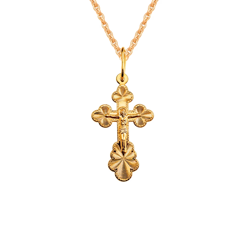 Крестик из красного золота 585 пробы
