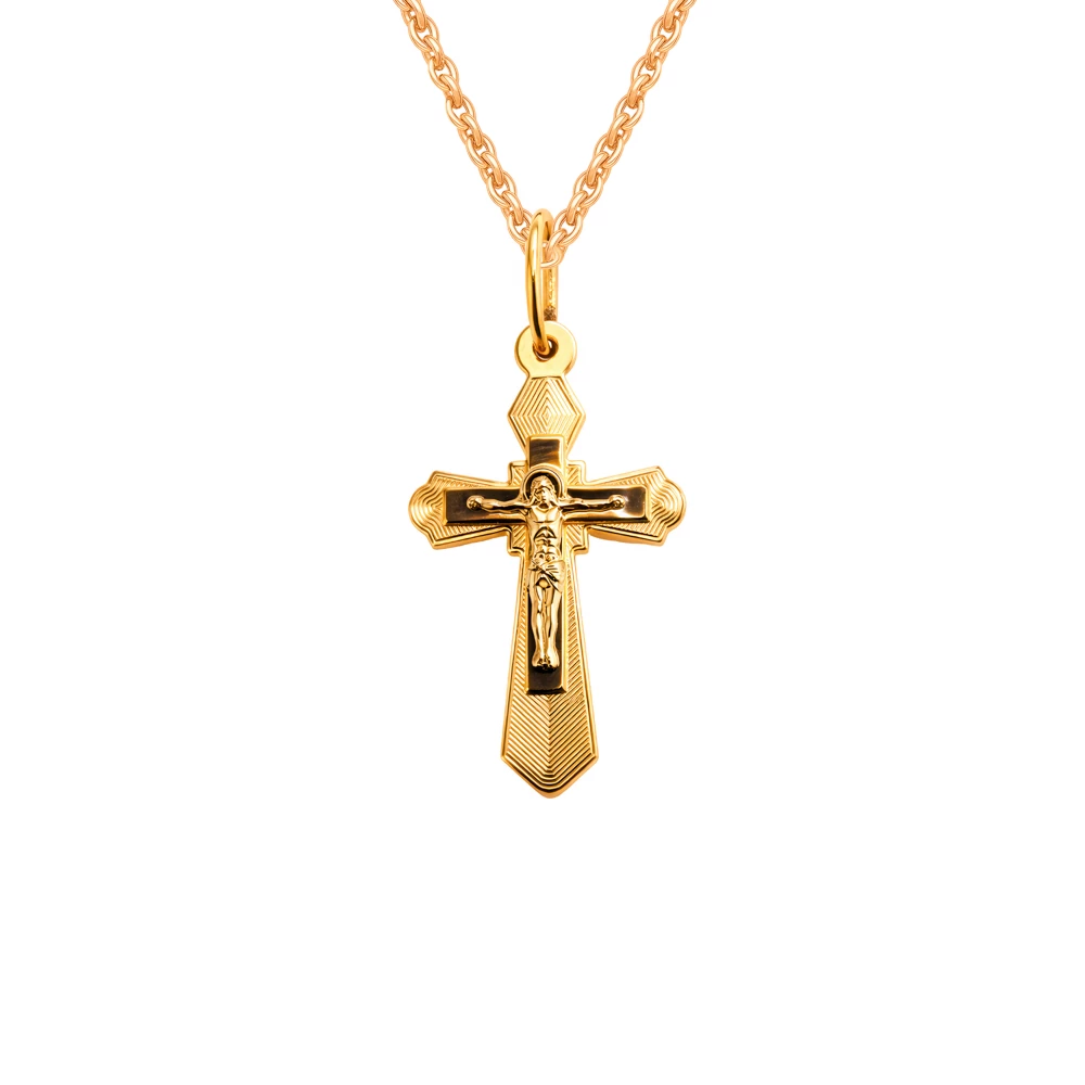 Крестик из комбинированного золота 585 пробы