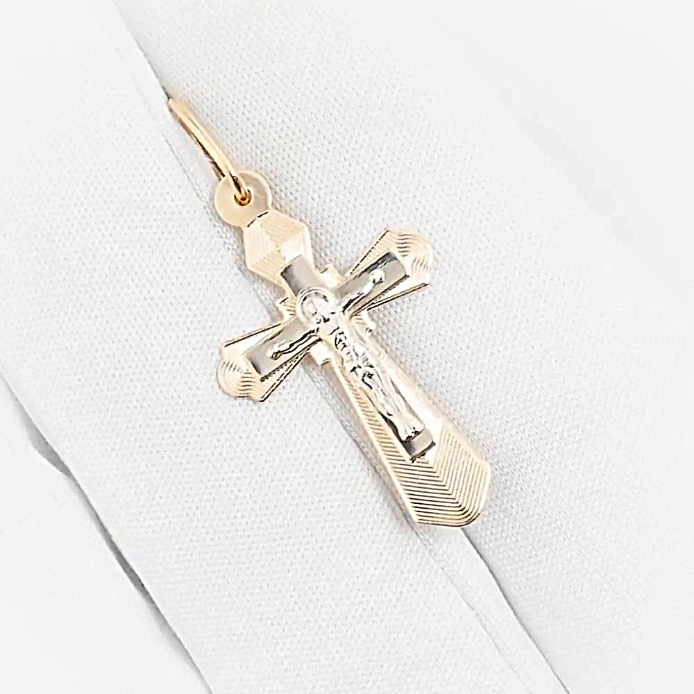 Крестик из комбинированного золота 585 пробы