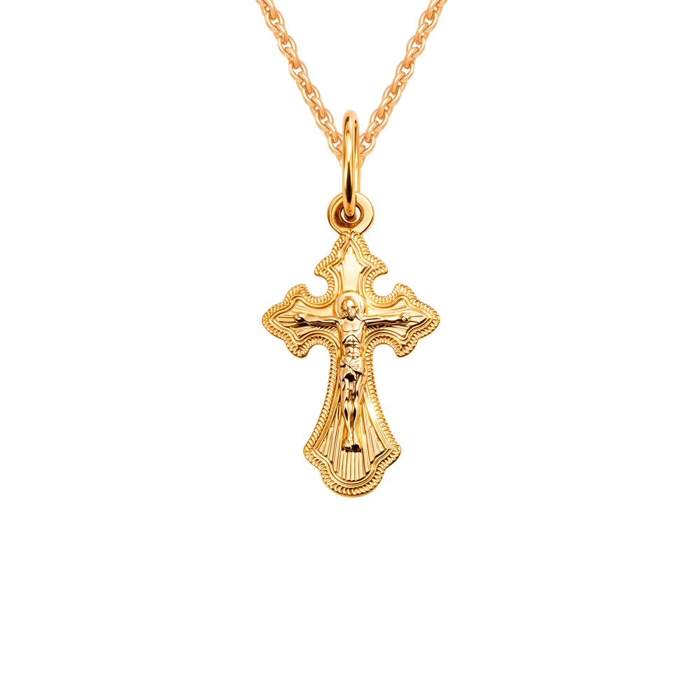 Крестик из комбинированного золота 585 пробы