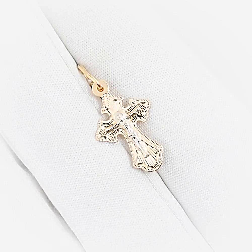 Крестик из комбинированного золота 585 пробы