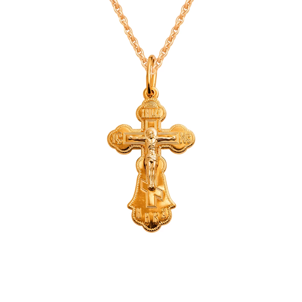 Крестик из комбинированного золота 585 пробы