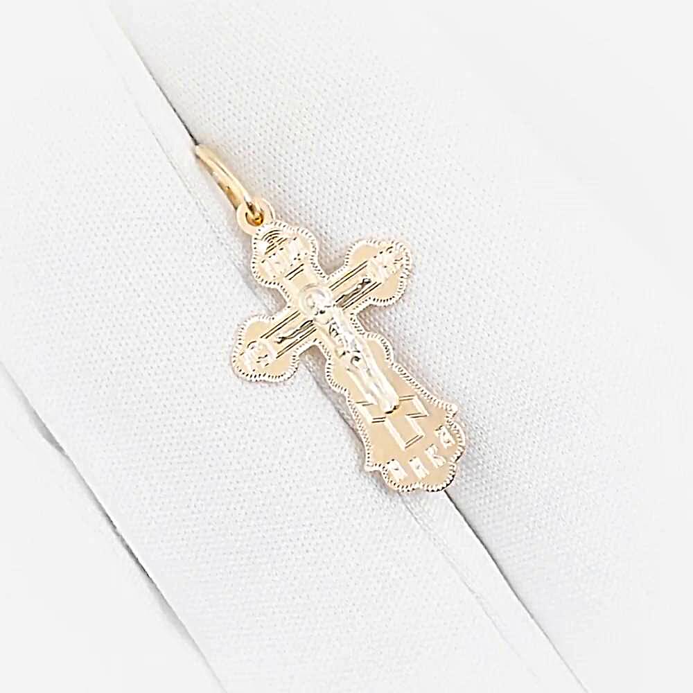 Крестик из комбинированного золота 585 пробы