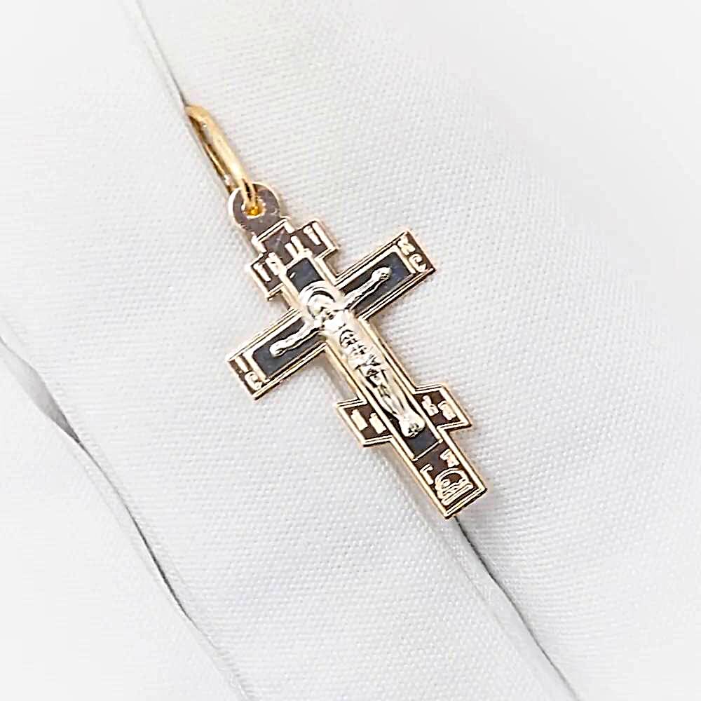 Крестик из комбинированного золота 585 пробы