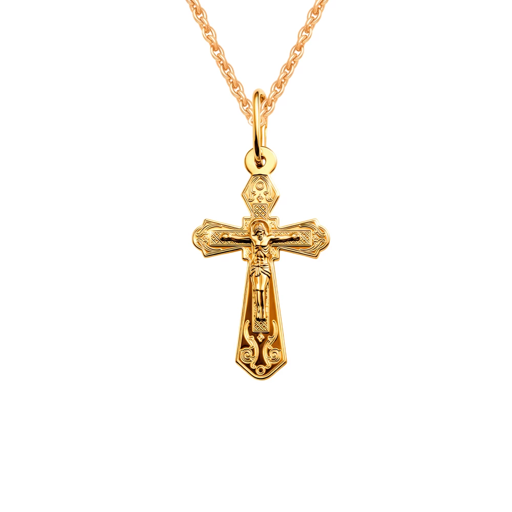 Крестик из красного золота 585 пробы