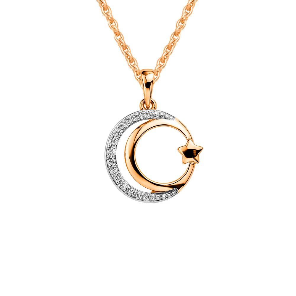 Подвес  мусульманский с фианитом из красного золота 585 пробы