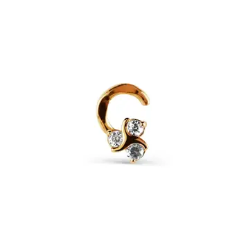 Пирсинг в нос с фианитами из красного золота 585 пробы