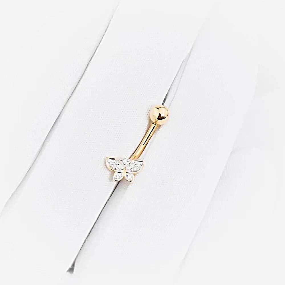 Пирсинг  Бабочка с фианитами из красного золота 585 пробы