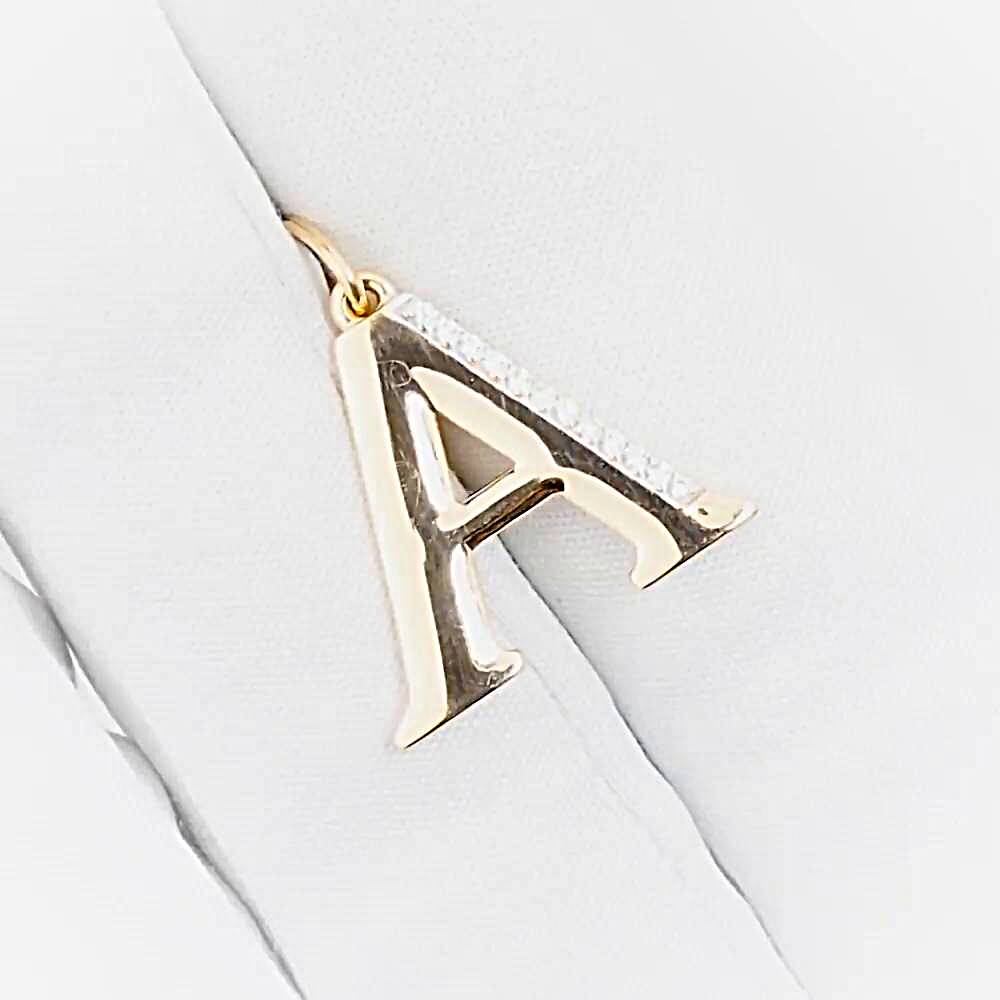 Подвес  Буква А с фианитами из красного золота 375 пробы 1