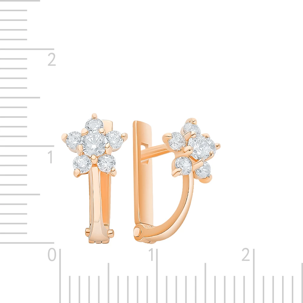Серьги детские с фианитами из красного золота 375 пробы 3