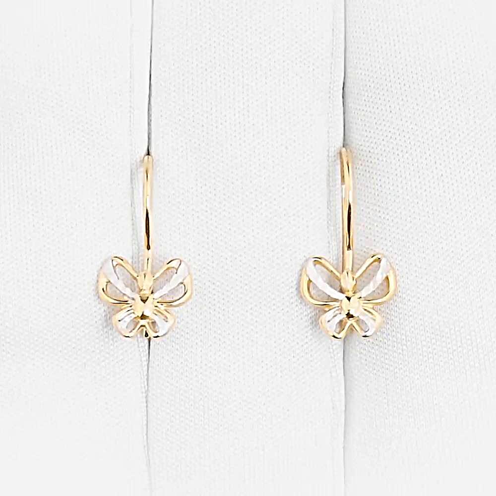 Серьги  Бабочка детские из красного золота 375 пробы