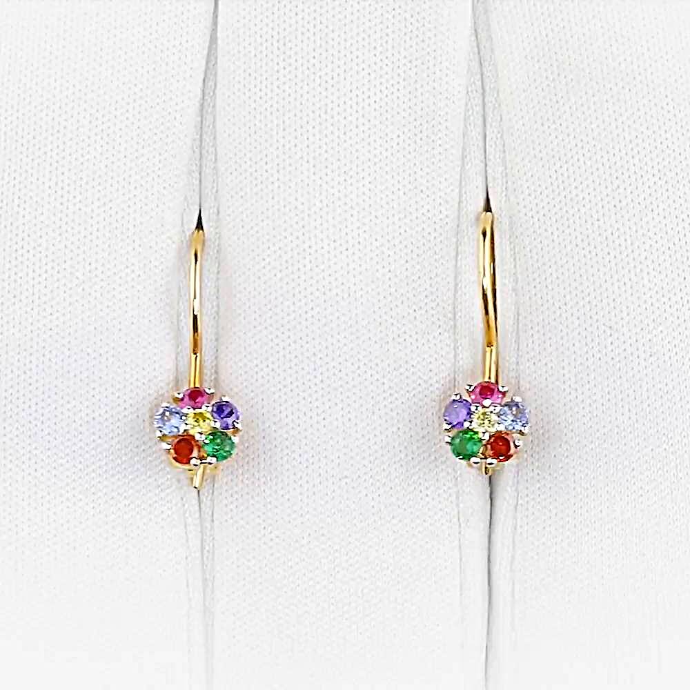 Серьги детские с фианитами из красного золота 585 пробы 1