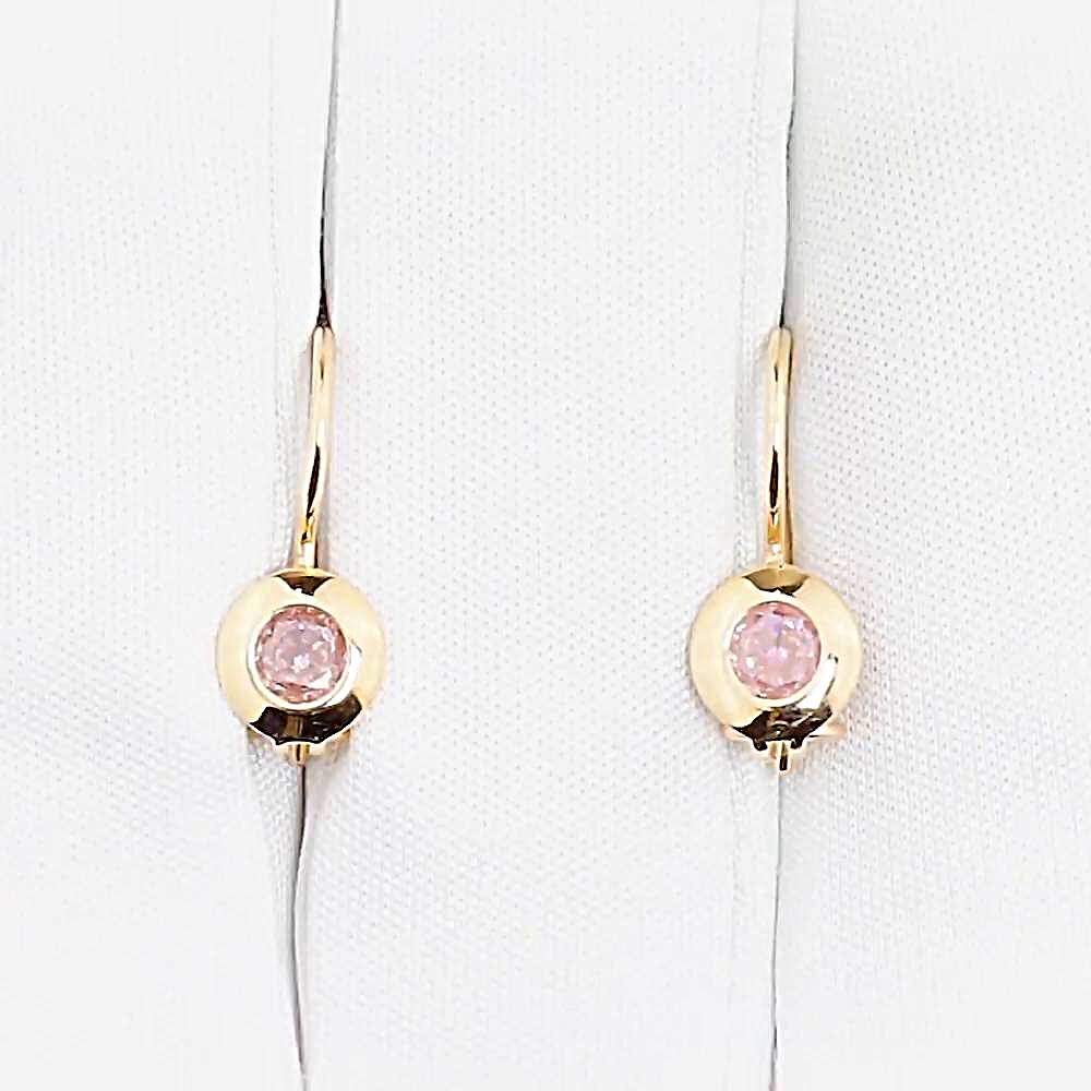 Серьги детские с фианитами из красного золота 375 пробы