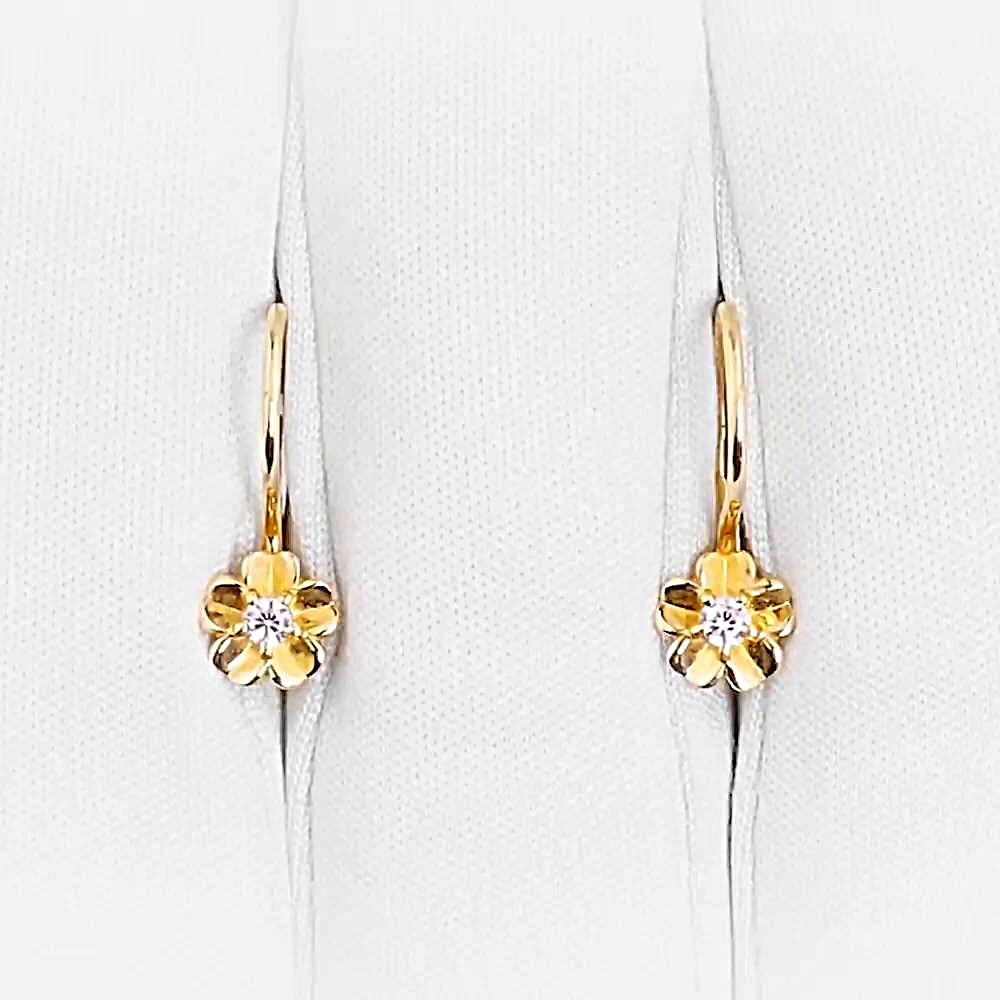 Серьги детские с фианитами из красного золота 585 пробы 1