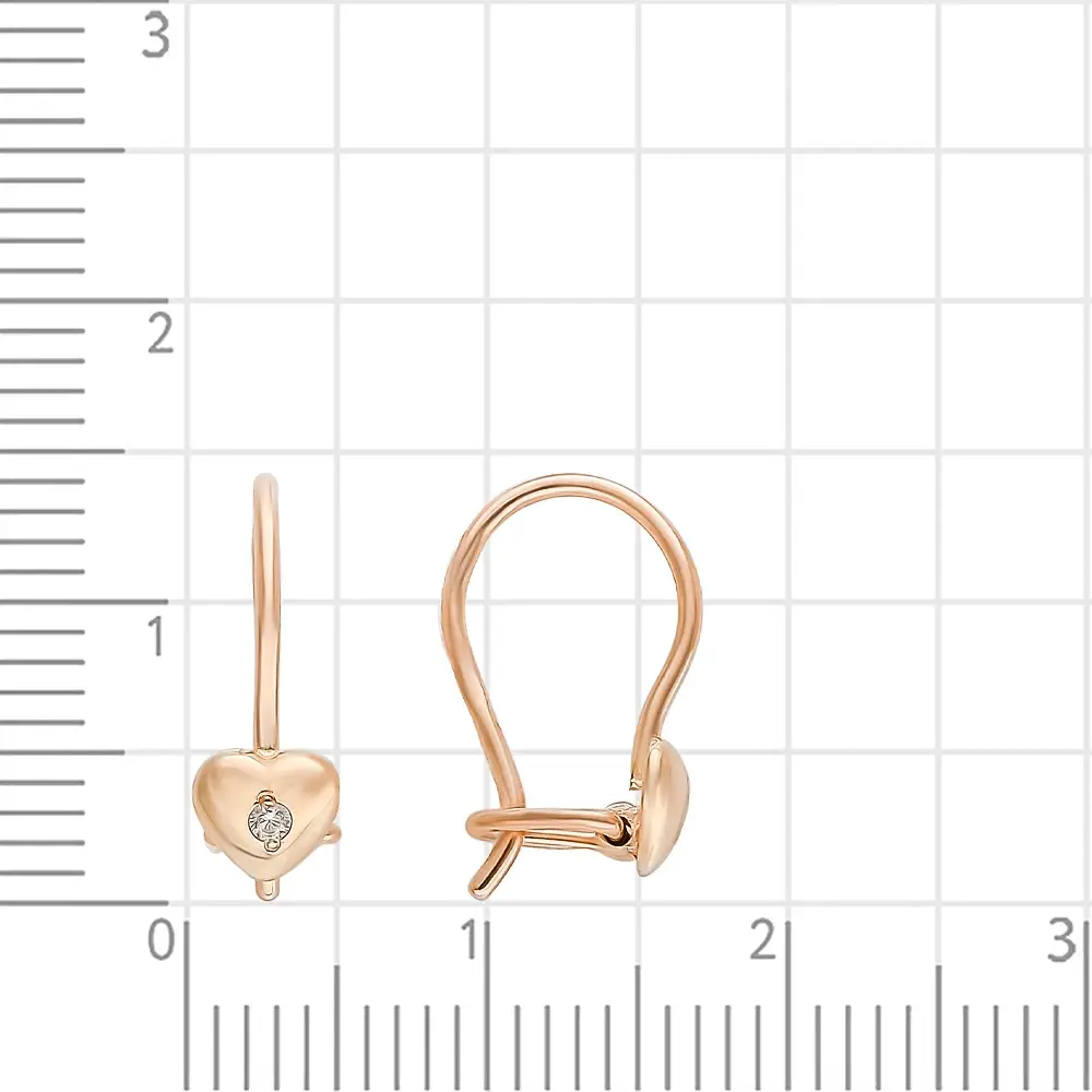 Серьги детские с фианитами из красного золота 375 пробы 3