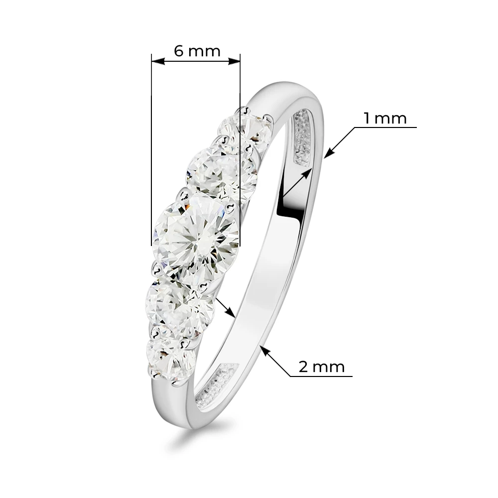 Кольцо с фианитами из серебра 925 пробы