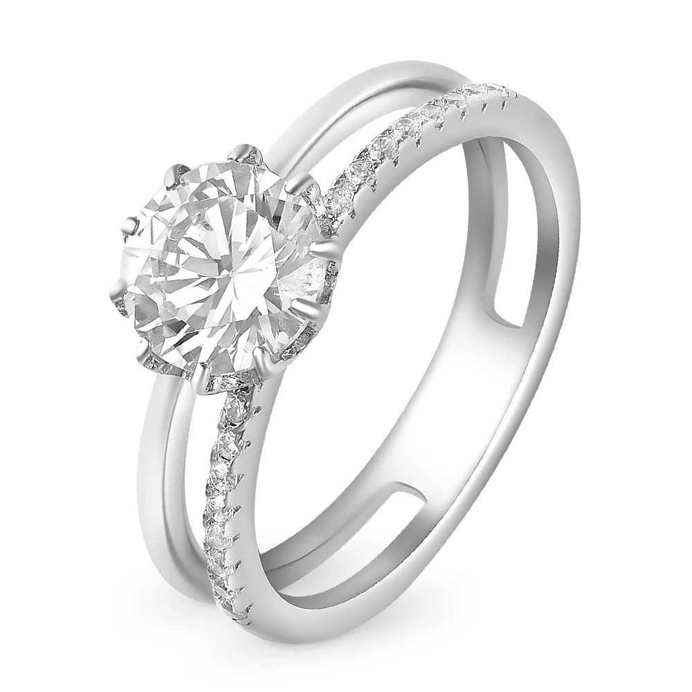 Кольцо с фианитами из серебра 925 пробы