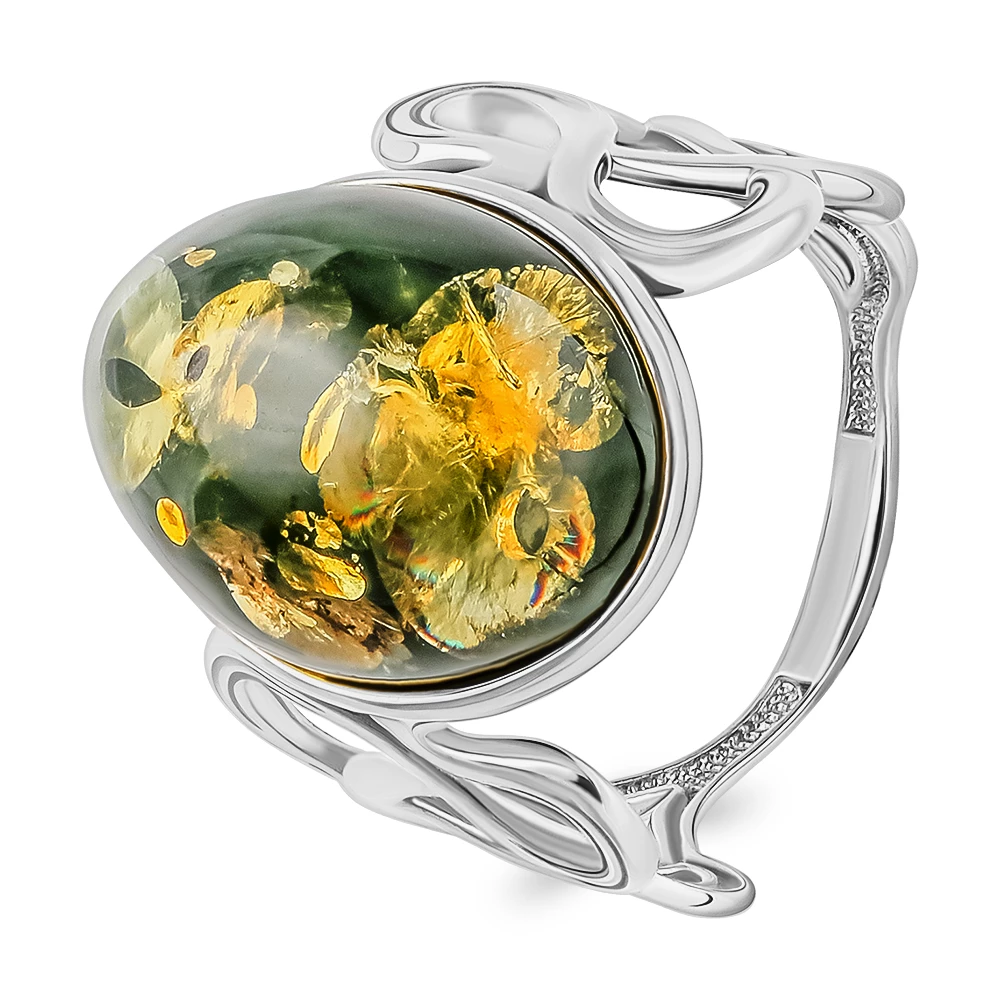 Кольцо с янтарем из серебра 925 пробы Кольцо с янтарем из серебра 925 пробы