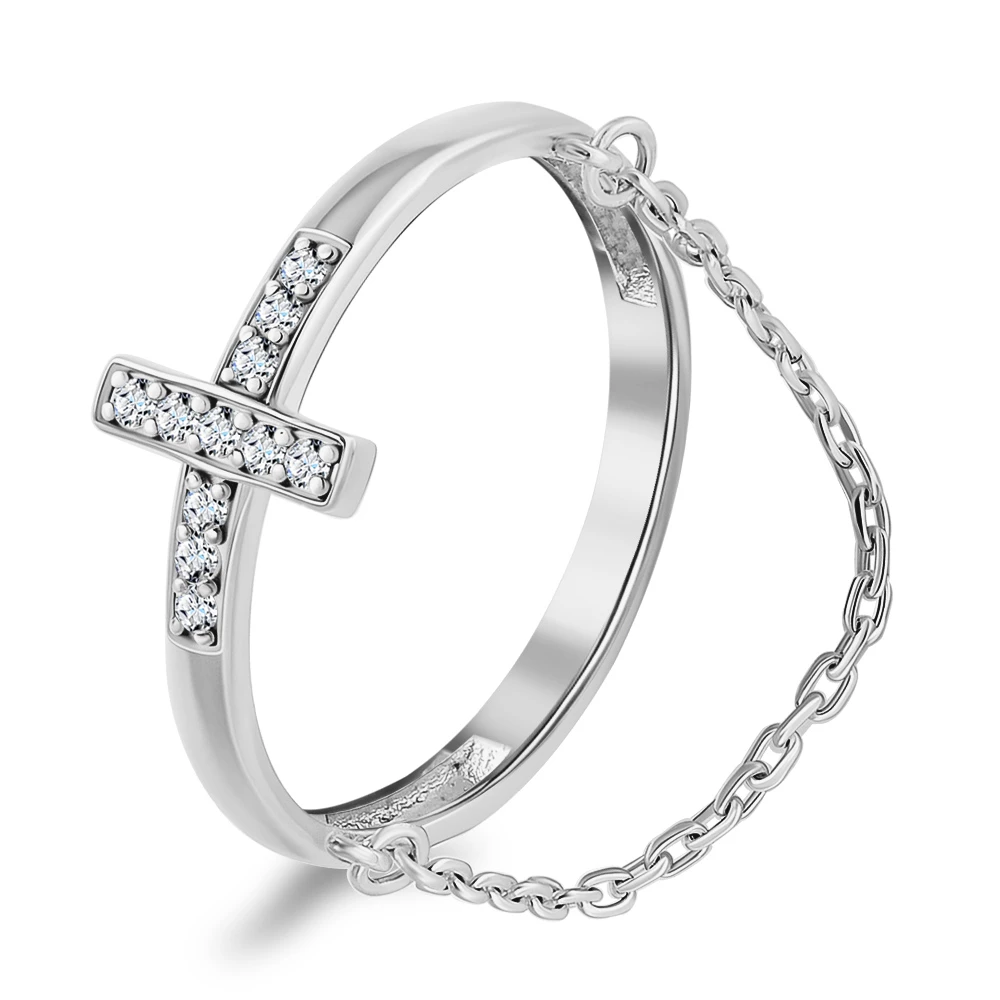 Кольцо с фианитами из серебра 925 пробы