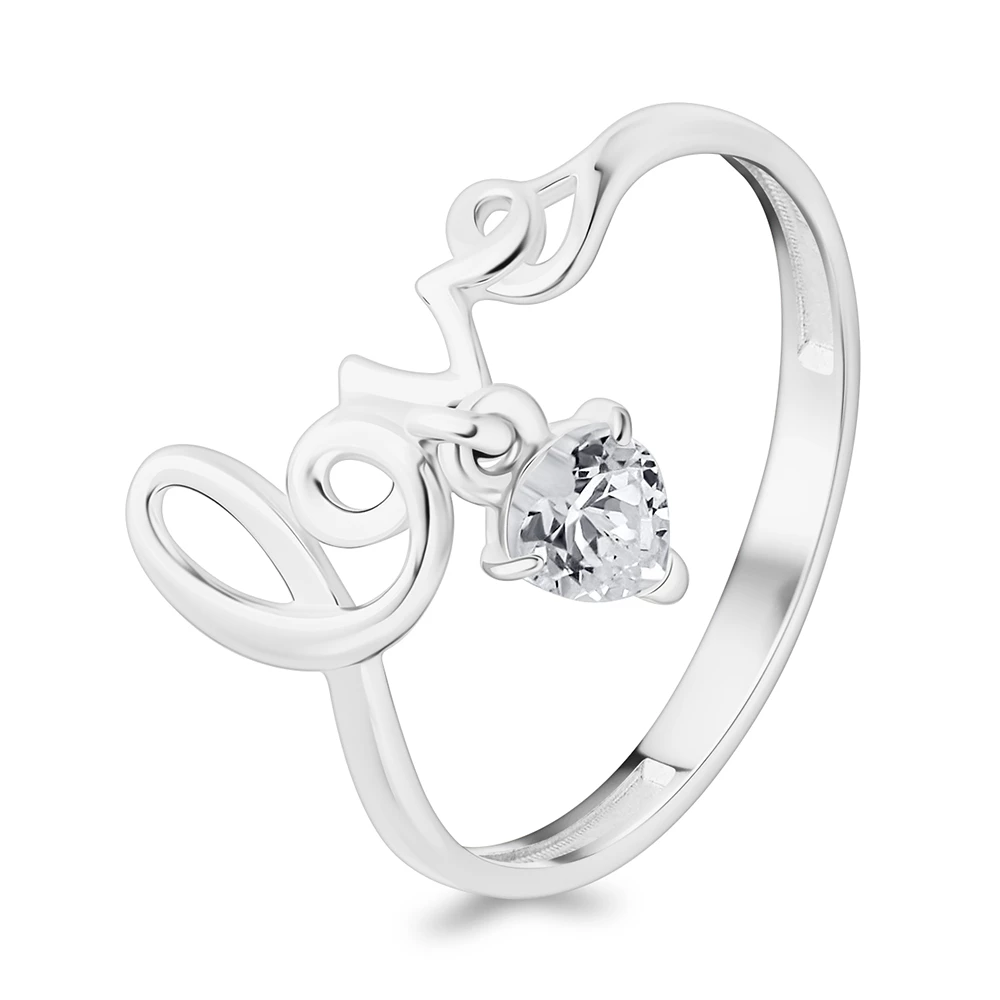 Кольцо с фианитом из серебра 925 пробы