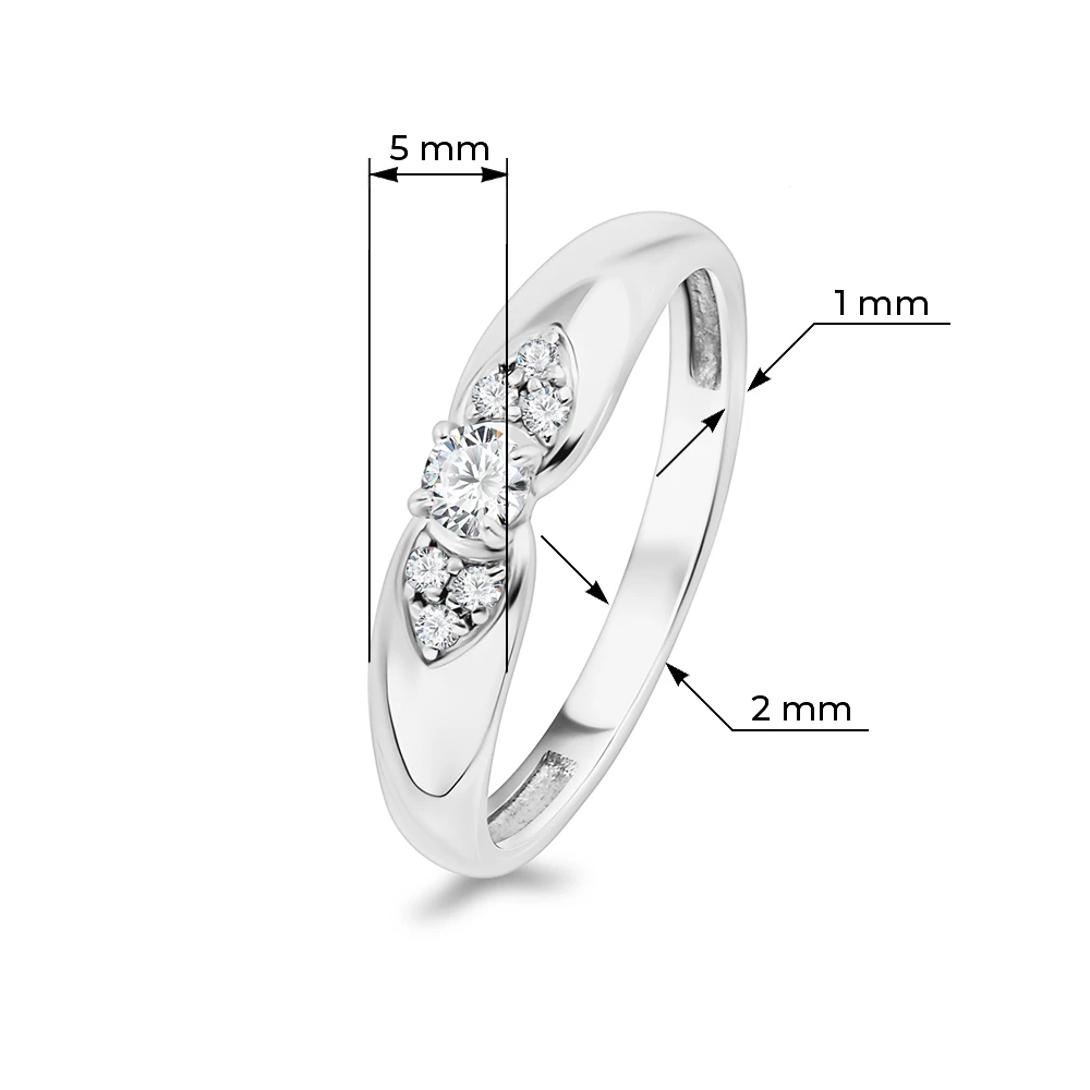 Кольцо с фианитами из серебра 925 пробы 5