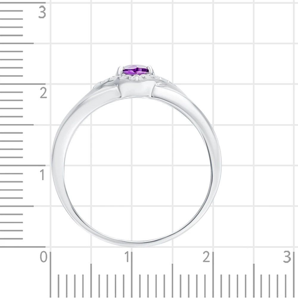 Кольцо с аметистами и фианитами из серебра 925 пробы 3