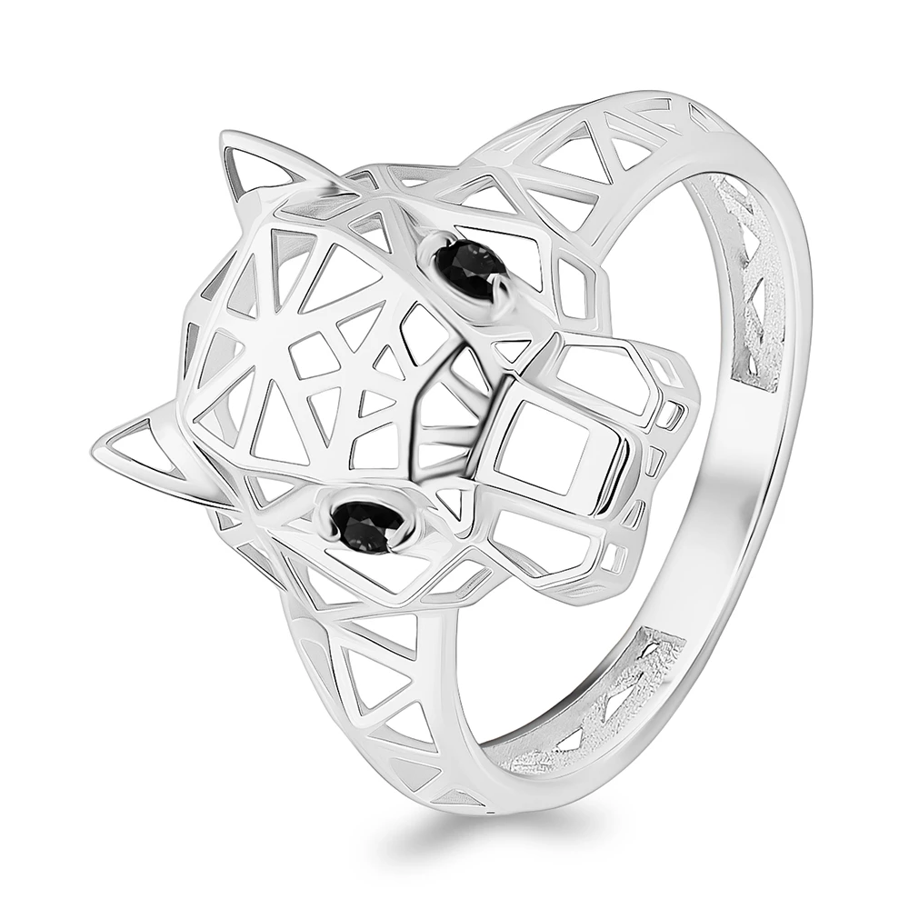 Кольцо  Леопард с фианитами из серебра 925 пробы