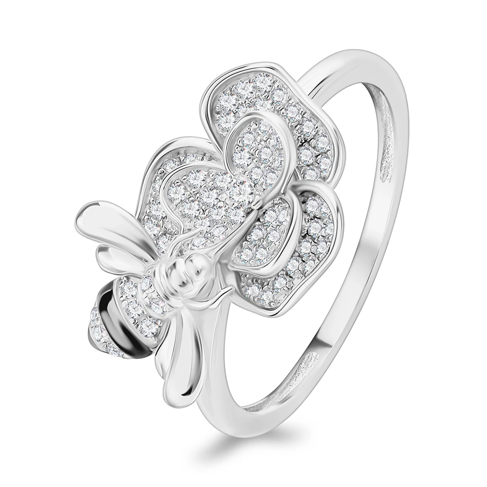 Кольцо с фианитами из серебра 925 пробы