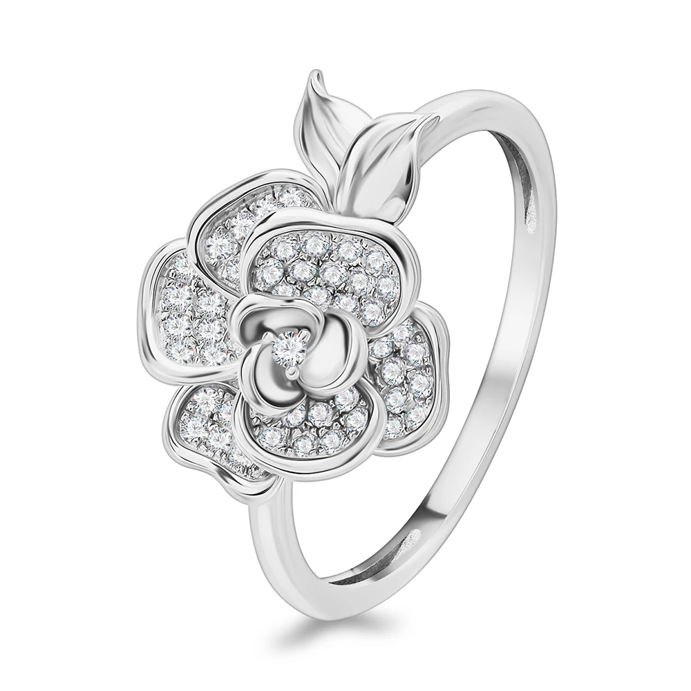 Кольцо с фианитами из серебра 925 пробы