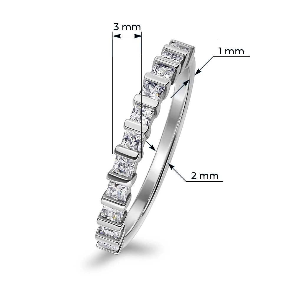 Кольцо с фианитами из серебра 925 пробы