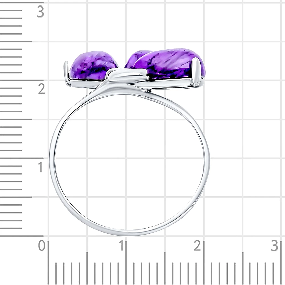 Кольцо с чароитами синтетическими из серебра 925 пробы 3