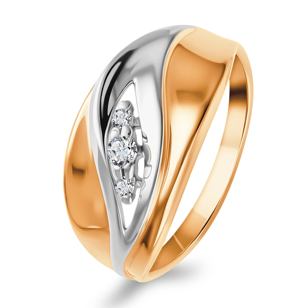 Кольцо с фианитами из серебра 925 пробы