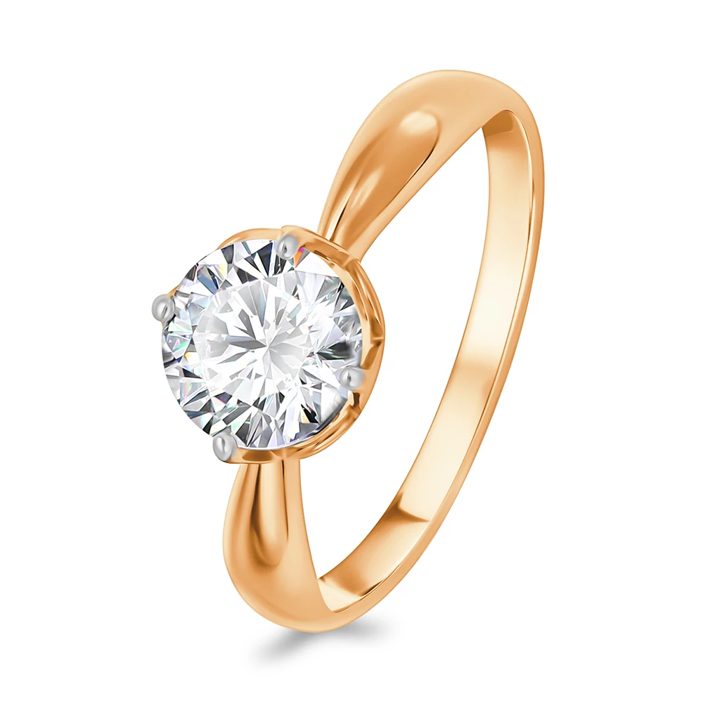 Кольцо с фианитом из серебра 925 пробы