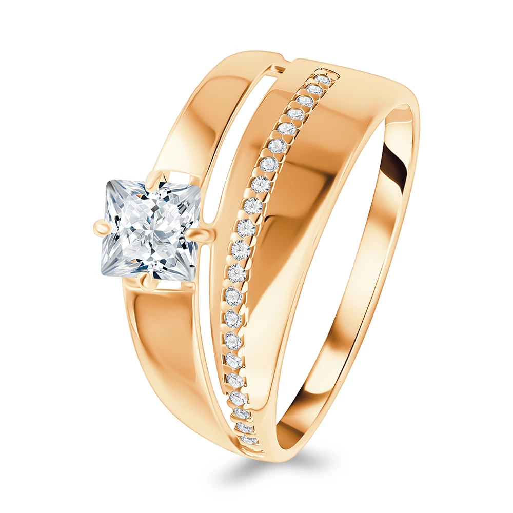 Кольцо с фианитами из серебра 925 пробы