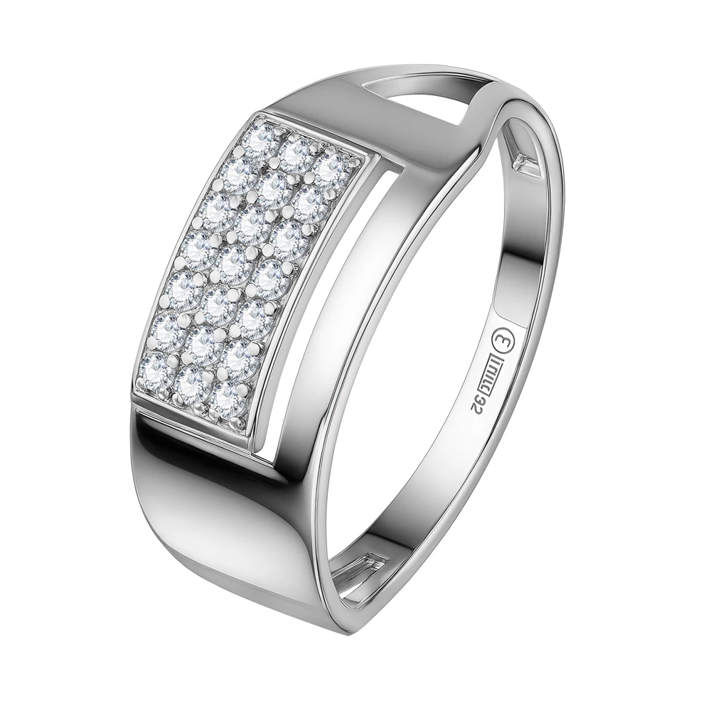 Кольцо с фианитами из серебра 925 пробы